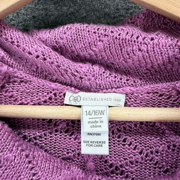 Cato Sweater Pullover Women 14/16W Plus Purple Knit Cowl Neck 3/4 Sleeve Acrylic - Picture 3 of 7